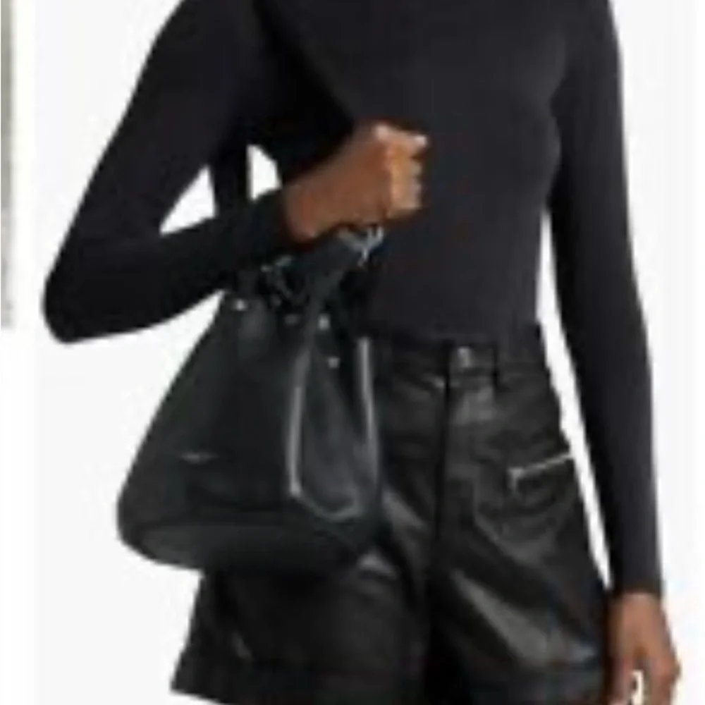Rag & bone"Studded Pebbled Leather Bucket Bag Black... - Picture 1 of 16